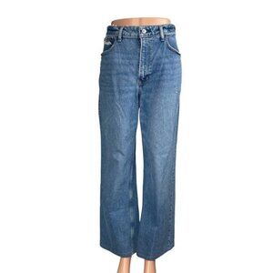 Abercrombie & Fitch 90s Relaxed Blue High Waist Baggy Wide Leg Denim Jeans Sz 27